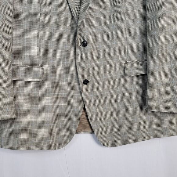 Lauren Ralph Lauren silk wool two button blazer sz 48L gray houndstooth classic - Picture 4 of 10